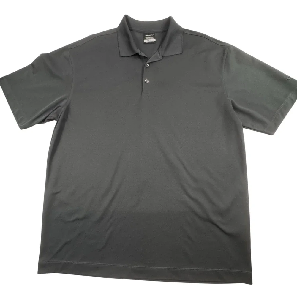 Nike Golf‎ Dri Fit Dark Gray Polo Shirt Mens Large Performance Athletic Preppy